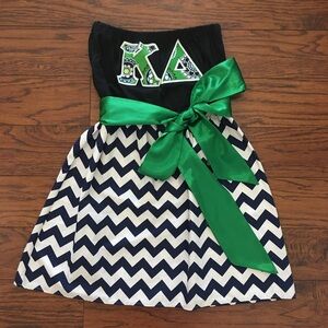 Custom Kappa Delta Dress Chevron Strapless Greek Letters Sorority Rush 2010